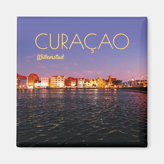 Skyline of Willemstad at Night (customizable) Magnet (Front)