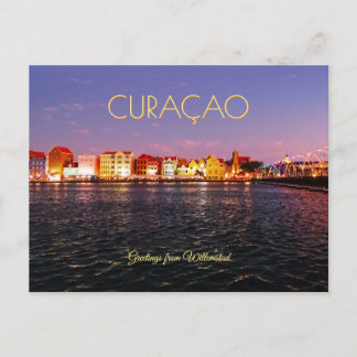 Skyline of Willemstad at Night (customizable) Postcard