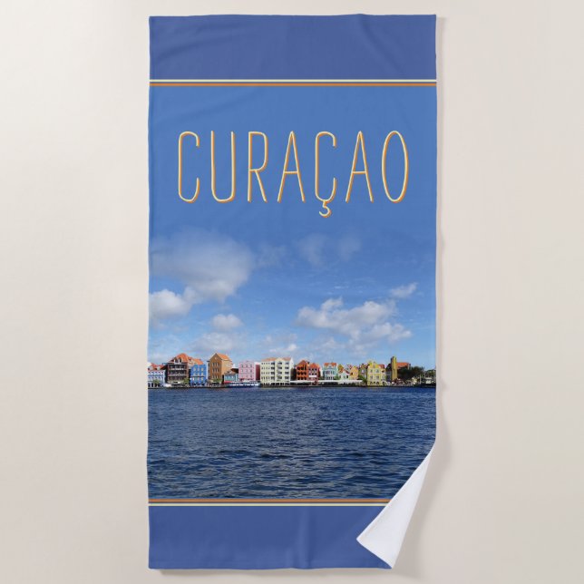 Skyline of Willemstad (customizable) Beach Towel (Front)