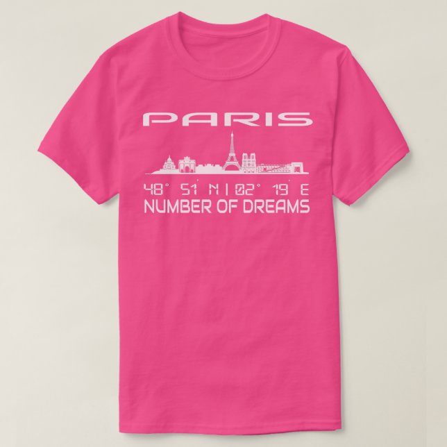 Skyline Paris Silhouette Gps Coordinates 3 T-Shirt (Design Front)
