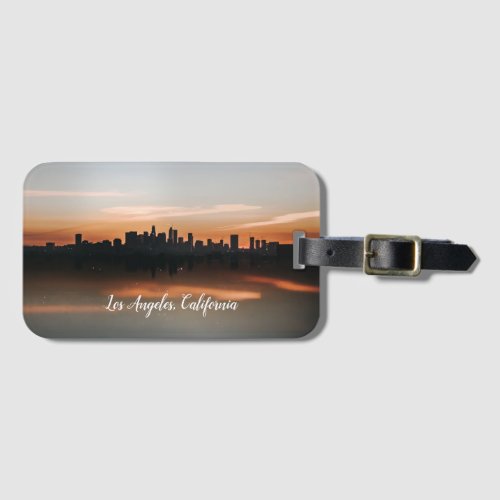 Skyline Photography of Los Angeles at Sunset Luggage Tag
