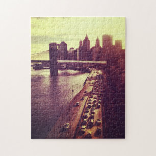 Skyline Sunset - Brooklyn Bridge and NYC Cityscape Jigsaw Puzzle