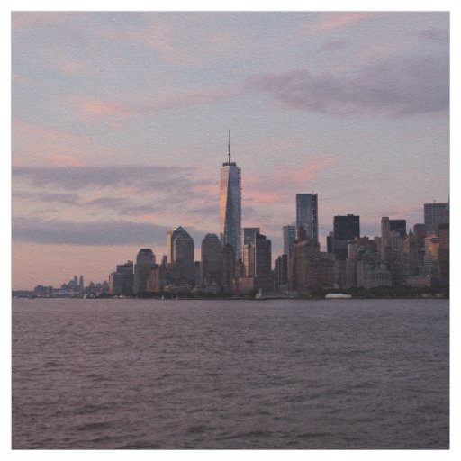 Skyline Themed, View Of A City And Its Buildings L Fabric