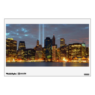 Skyline view of city in night. wall sticker