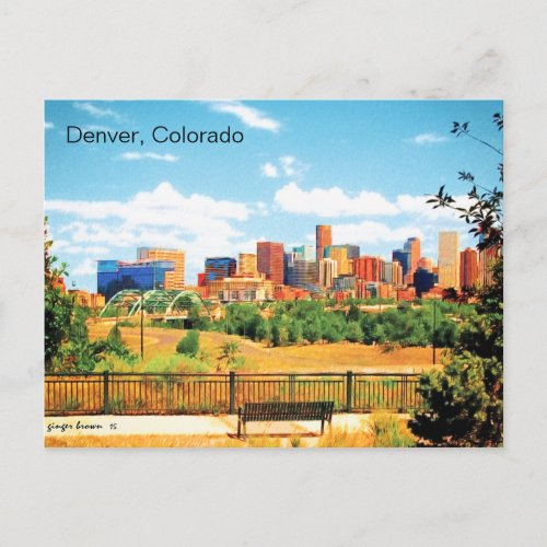 Skyline View Of Downtown Denver Colorado Postcard