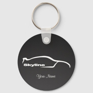 Skyline White Silhouette Logo w/ faux Carbon fiber Keychain