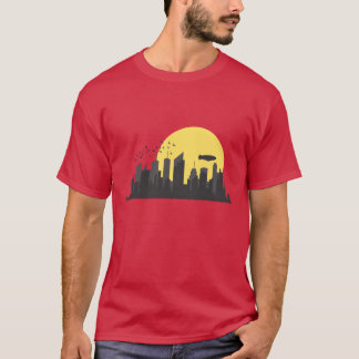 Skyline with Zeppelin Building City Outline friend T-Shirt