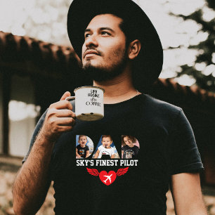 Sky's Finest Pilot,DAD Photo,Heart & Airplane,Cute T-Shirt