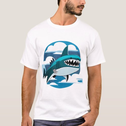Skys Most Feared A Blue Sharks Gliding Gaze T_Shirt