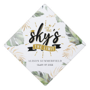 Sky's the Limit Botanical Gold Foliage Grad 2022 Graduation Cap Topper