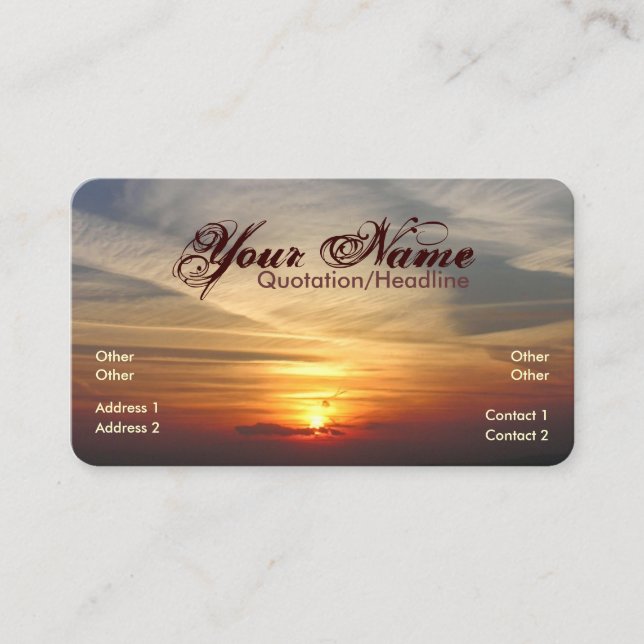 Skyscape sunset Business Card (Front)