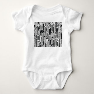 Skyscraper city illustration, isometric seamless p baby bodysuit