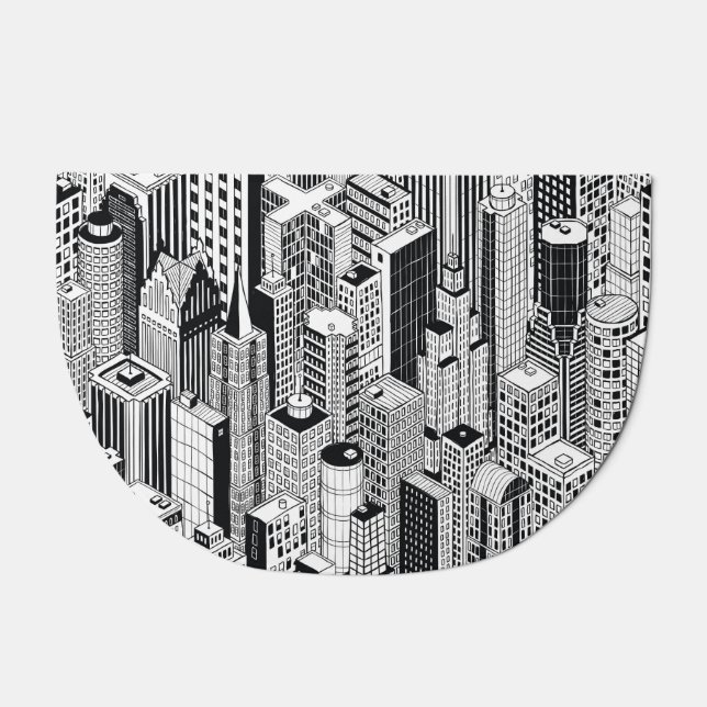 Skyscraper city illustration, isometric seamless p doormat (Front)