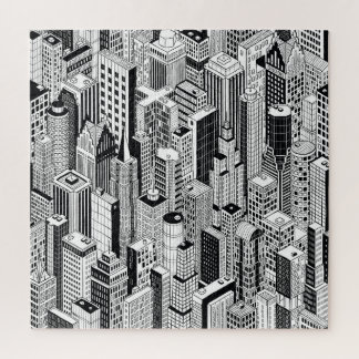 Skyscraper city illustration, isometric seamless p jigsaw puzzle