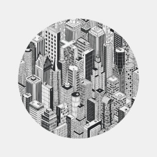 Skyscraper city illustration, isometric seamless p rug