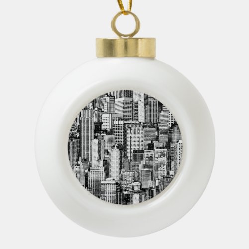 Skyscraper City Isometric Seamless Texture Ceramic Ball Christmas Ornament