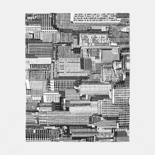 Skyscraper City Isometric Seamless Texture Fleece Blanket