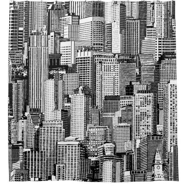 Skyscraper City Isometric Seamless Texture Shower Curtain (Front)