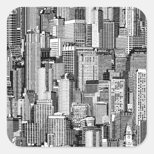 Skyscraper City Isometric Seamless Texture Square Sticker