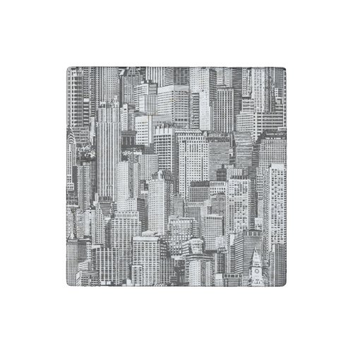 Skyscraper City Isometric Seamless Texture Stone Magnet
