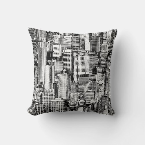 Skyscraper City Isometric Seamless Texture Throw Pillow