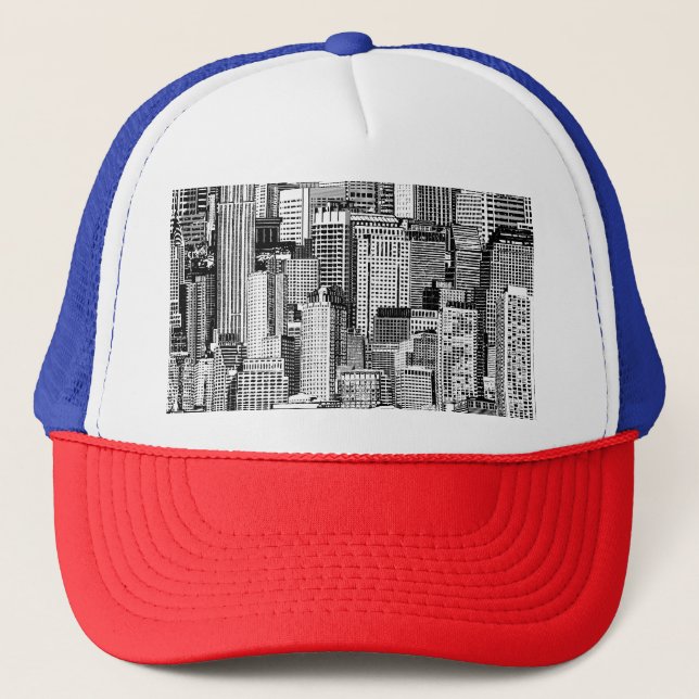 Skyscraper City Isometric Seamless Texture Trucker Hat (Front)