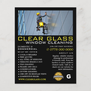 Skyscraper, Window Cleaner, Cleaning Advertising Flyer