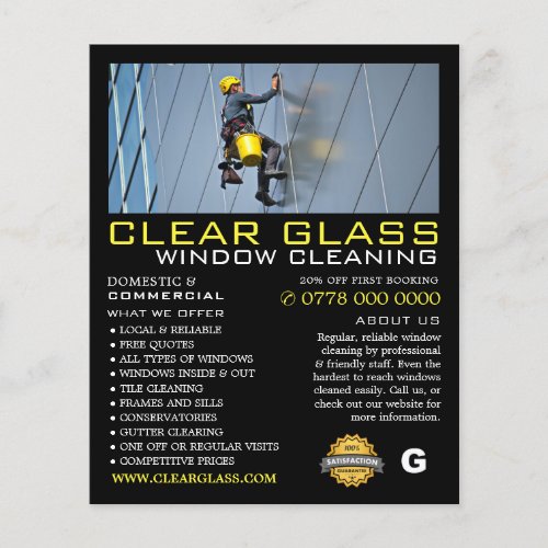 Skyscraper Window Cleaner Cleaning Advertising Flyer