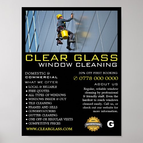 Skyscraper Window Cleaner Cleaning Advertising Poster