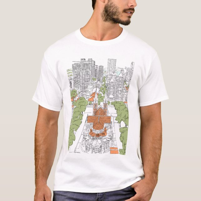 skyscrapers buildings church T-Shirt (Front)
