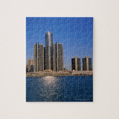 Skyscrapers by the water in Detroit Jigsaw Puzzle