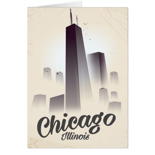 Skyscrapers of Chicago vintage travel poster (Front)