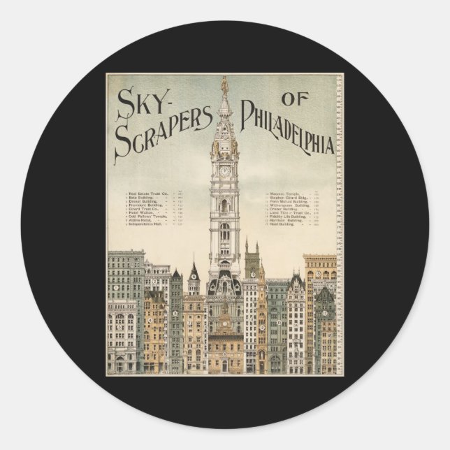 Skyscrapers of Philadelphia Classic Round Sticker (Front)