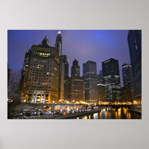 Skyscrapers on the Chicago River Poster