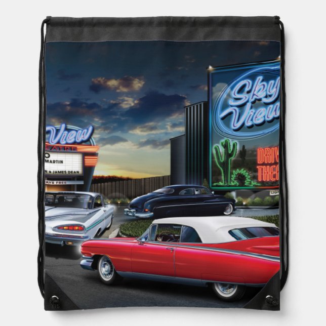 Skyview Drive In 2 Drawstring Bag (Front)