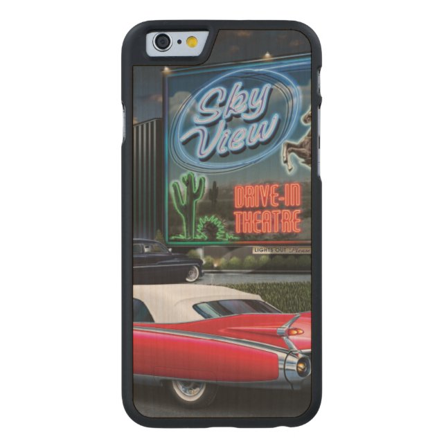 Skyview Drive In Carved Wood iPhone Case (Back)