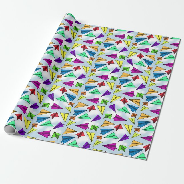 Skyward Paper Airplane Wrapping Paper (Unrolled)