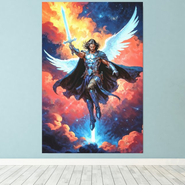 Skywarden Warrior Archangel Michael Canvas Print (Insitu(Wood Floor))