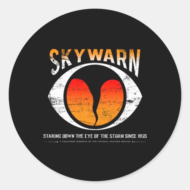 Skywarn Distressed Also Available As Non-Distresse Classic Round Sticker (Front)