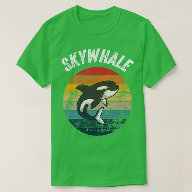 Skywhale Retro Sunset Orca Whale T-Shirt (Design Front)
