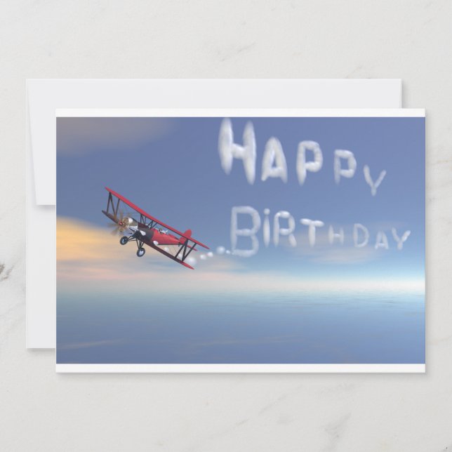 Skywriter Happy Birthday invitation. Invitation (Front)