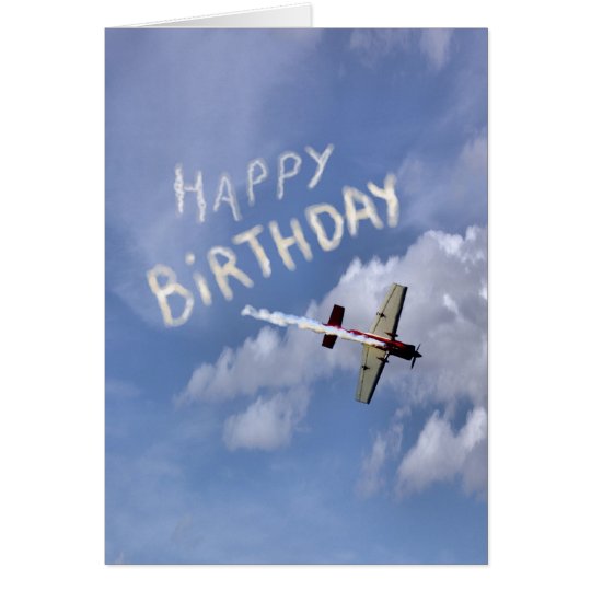 Skywriting Happy Birthday in the clouds Card
