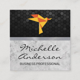 Slab Marble   Geometric Origami Bird Icon Square Business Card