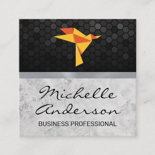 Slab Marble  Geometric Origami Bird Icon Square Business Card