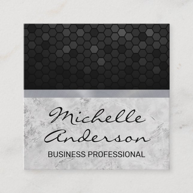 Slab Marble | Geometric Pattern Background Square Business Card (Front)