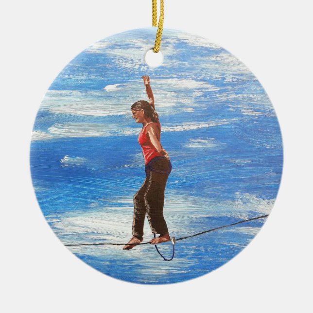 Slacklining Art Ceramic Ornament (Front)