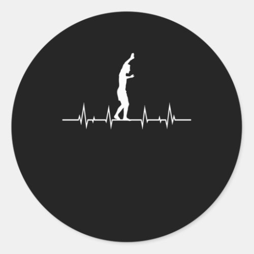 Slacklining Heartbeat Rope Walking Gift Classic Round Sticker