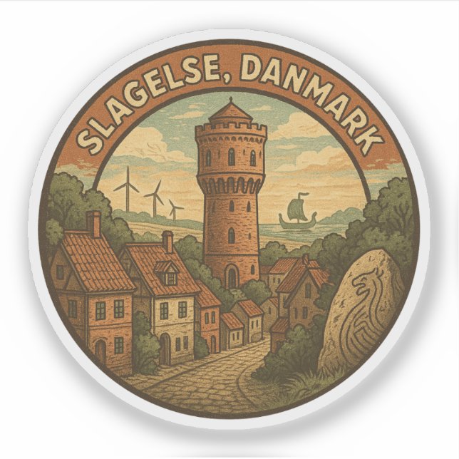 Slagelse Denmark Tower Sticker (Front)
