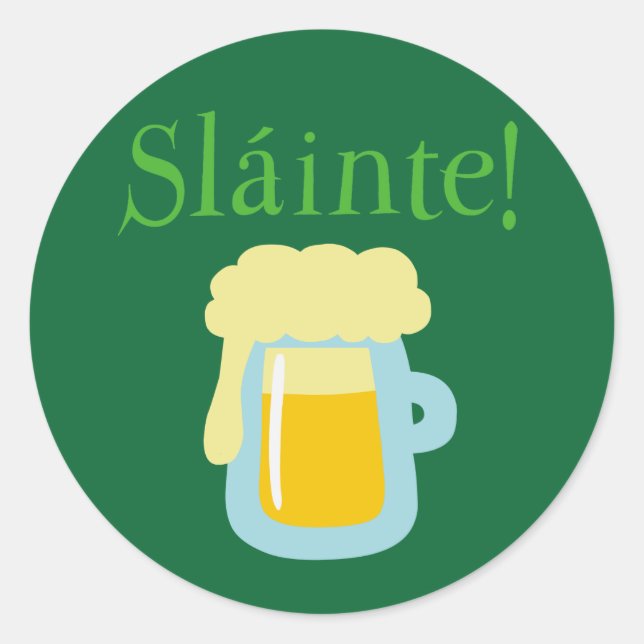 Sláinte Beer Classic Round Sticker (Front)