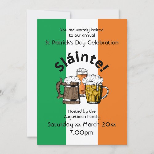 Slinte Beer Irish Flag St Patricks Day Invitation